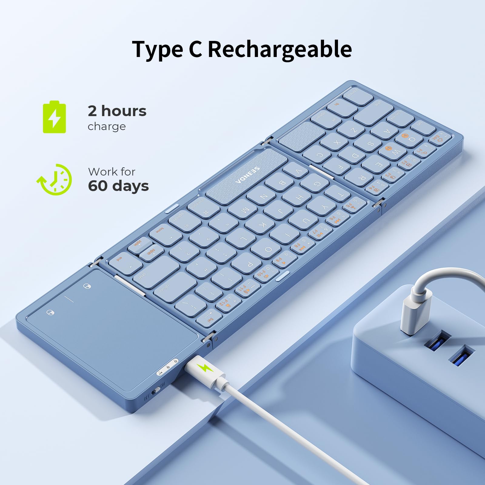 Amazon.com: seenda Foldable Bluetooth Keyboard for Travel, Tri